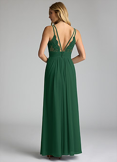 Azazie Maren Allure Bridesmaid Dresses Dark Green A-Line V-Neck Lace Chiffon Dress image5