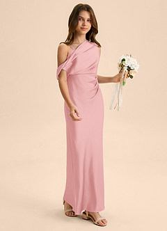 Azazie Emerson Junior Etui Schulterfrei Stretch-Satin Kleid Puderrosa image5