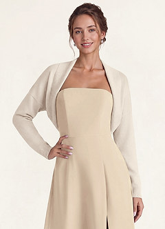 front Soft Wool-Blend Long-Sleeve Cropped Shrug