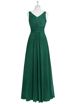 Azazie Pierrette Bridesmaid Dresses Emerald A-Line Pleated Chiffon Dress image7