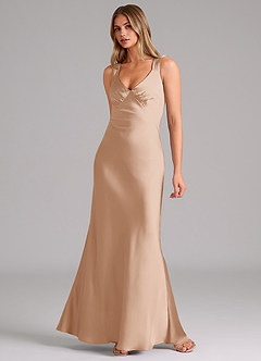 Azazie Kamila Brautjungfernkleider A-Linie Plissee Stretch-Satin Kleid Englisches Rosa image3