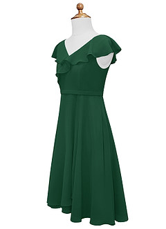 Azazie Posie Vestido de Verde Oscuro de Gasa/ Chiffon de Acampanado con Volante image8
