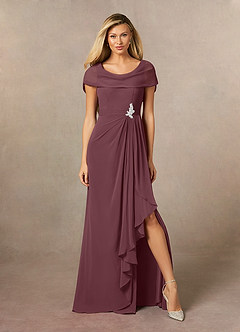 Azazie Mary Mother of the Bride Dresses Sangria A-Line Side Slit Chiffon Dress image1