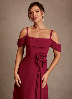 Azazie Amherst Moeder van de bruid jurken A-Lijn Jurk van Chiffon Off the Shoulder Bourgondië image5