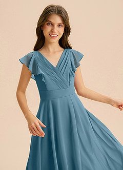 Azazie Anysa Junior Bermuda A-Line Ruched Chiffon Dress image7
