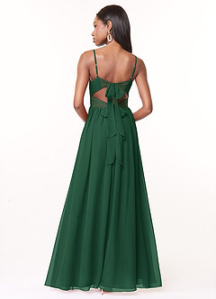 Azazie Zeya Vestidos de madrinha de casamento Vestir Verde Escuro de Chiffon de Linha A com Plissado image3