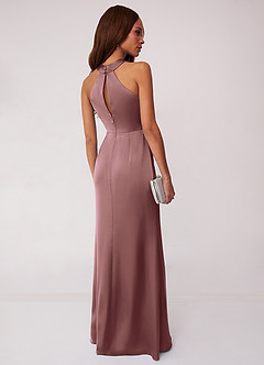 Barbie ♥ Azazie Bridesmaid Dresses Vintage Mauve Sheath Stretch Satin Dress image2