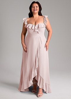 Azazie Lyra Bridesmaid Dresses Blushing Pink A-Line Chiffon Convertible Dress image15