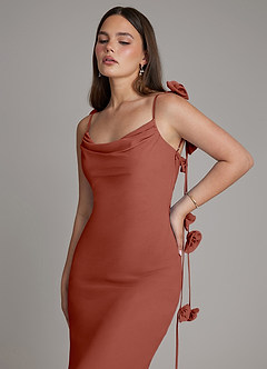 Azazie Kalico Robes de demoiselle d'honneur Robe Sirène en Mousseline de soie Plissée Auburn image5