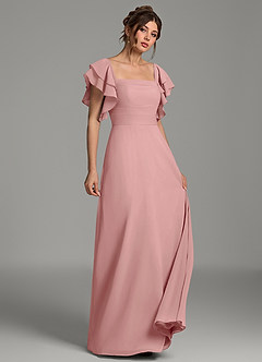 Azazie Dacia Bridesmaid Dresses Dusty Rose A-Line Ruched Chiffon Dress image3