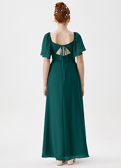 Azazie Chloe Junior Peacock A-Line Sweetheart Neckline Chiffon Dress image2