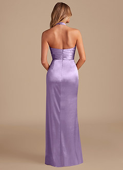 Azazie Jemma Bridesmaid Dresses Lilac Sheath Pleated Metallic Satin Dress image7