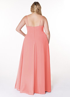 Azazie Moira Bridesmaid Dresses Coral A-Line Scoop Chiffon Dress image9