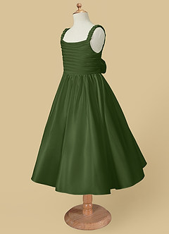 Azazie Cutie Pie Robe Demoiselle D'honneur Fillette Robe Trapèze en Mat Satiné Plissée Olive image6