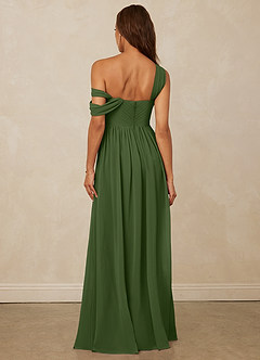Christian Siriano Bridal for Azazie 1014 Robes de demoiselle d'honneur Robe Trapèze en Mousseline de soie Épaule décolletée Olive image12