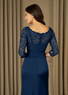 Azazie Stefani Mother of the Bride Dresses Dark Navy Mermaid Lace Dress image6