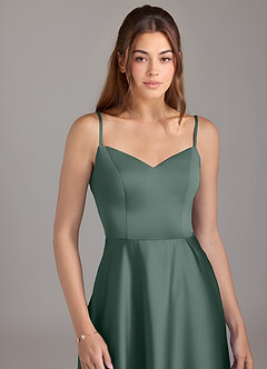 Azazie Marley Vestidos de damas de honor Vestido de Musgo Marino de Satén Elástico de Corte en A Convertible con Vestidos sin tirantes image2