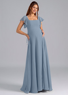 Azazie Bondi Maternity Bridesmaid Dresses A-Line Ruched Chiffon Floor-Length Dress image1