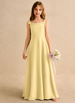 Azazie Puppy Girls Formal Flower Girl Dresses Butter A-Line Pleated Chiffon Dress image5