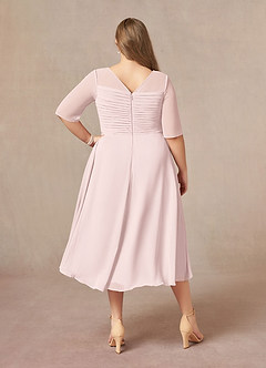 Azazie Naomi Mother of the Bride Dresses Blushing Pink A-Line Boatneck Pleated Chiffon Dress image11