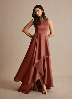 Azazie Niles Mère de la mariée Robes Robe Trapèze en Satin extensible Traînes Auburn image7