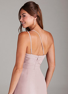 Azazie Eren Brautjungfernkleider Etui One-Shoulder Chiffon Kleid Zartrosa image2