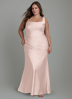 Azazie Agustina Brautjungfernkleider Meerjungfrau-Linie Korsett Stretch-Satin Kleid Zartrosa image9