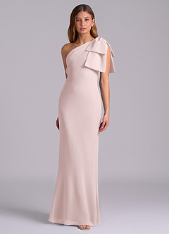 Azazie Yuanna Bridesmaid Dresses Blushing Pink Mermaid One Shoulder Chiffon Dress image5