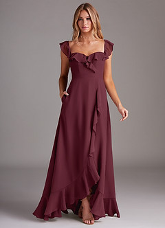 Azazie Lyra Bridesmaid Dresses Cabernet A-Line Chiffon Convertible Dress image3