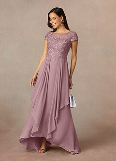 Azazie Lunda Mother of the Bride Dresses Dusty Rose A-Line Lace Chiffon Dress image2