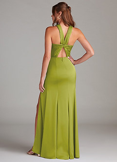 Azazie Rue Abiti da Damigella Abito Sirena in Raso Elasticizzato Plissettato Citronella image7