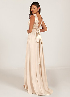 Azazie Gertrude Bridesmaid Dresses White Alabaster A-Line Lace Chiffon Dress image5