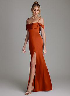 Azazie Nira Brautjungfernkleider Meerjungfrau-Linie Korsett Stretch-Satin Kleid Paprika image7