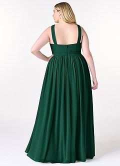 Azazie Elvira Bridesmaid Dresses Emerald A-Line Pleated Chiffon Dress image8