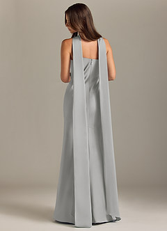 Azazie Kinsley Bridesmaid Dresses Silver Mermaid Side Slit Stretch Satin Dress image2