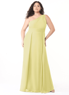 Azazie Dallas Bridesmaid Dresses Lemon Sorbet A-Line One Shoulder Chiffon Dress image6