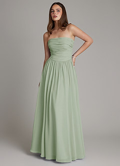 Azazie Andreina Robes de demoiselle d'honneur Robe Trapèze en Mousseline de soie Plissée Vert Sauge image1