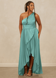 Christian Siriano Bridal for Azazie 1008 Bridesmaid Dresses Aqua A-Line One Shoulder Stretch Satin Dress image11