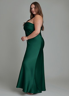Azazie Saylor Bridesmaid Dresses Emerald Mermaid Strapless Stretch Satin Dress image14