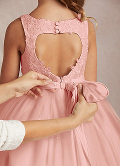 Azazie Calla Flower Girl Dresses Rosette Ball-Gown Lace Tulle Dress image5