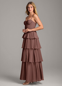 Azazie Alanna Brautjungfernkleider A-Linie Herzausschnitt Chiffon Kleid Espresso image6
