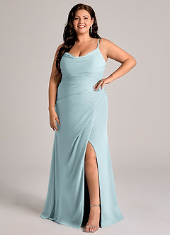 Azazie Deandra Bridesmaid Dresses Mist Mermaid Pleated Chiffon Dress image9