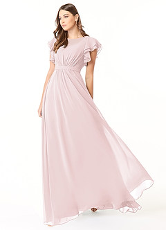 Azazie Daphne Modest Bridesmaid Dresses A-Line Ruffled Chiffon Floor-Length Dress image7