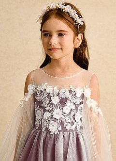 Azazie Zimi Flower Girl Dresses Cabernet Ball-Gown Sweetheart Neckline Tulle Dress image9