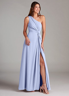 Azazie Brooke Brautjungfernkleider A-Linie One-Shoulder Chiffon Kleid Eis image4