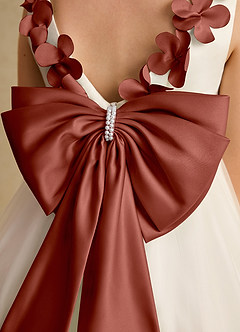 Azazie Lilli Flower Girl Dresses Ivory Auburn A-Line Bow Tulle Dress image6