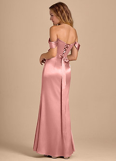 Azazie Shea Bridesmaid Dresses Rosette Mermaid Off the Shoulder Metallic Satin Convertible Dress image5