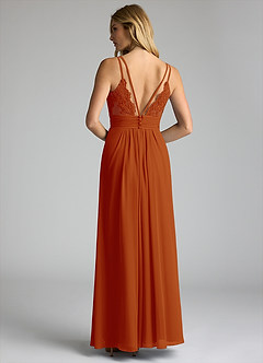 Azazie Maren Allure Bridesmaid Dresses Paprika A-Line V-Neck Lace Chiffon Dress image5