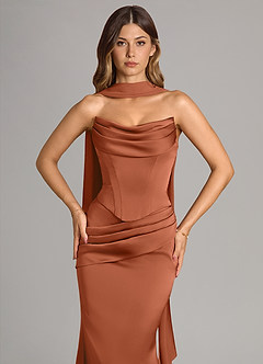 Azazie Sorrel Bridesmaid Dresses Cedar Rose Mermaid Strapless Stretch Satin Convertible Dress image5