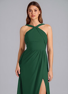 Azazie Mianna Bridesmaid Dresses Dark Green A-Line Pleated Chiffon Dress image6